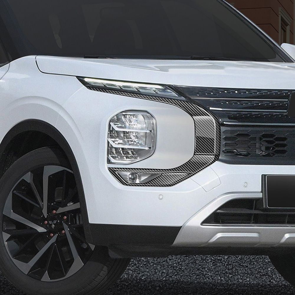 送料無料 三菱 MITSUBISHI アウトランダー OUTLANDER 2023年対応 フロントグリルガーニッシュ 中網飾り ABS製 4枚セット 左右ハンドル対応 艶ありブラック カーボン調 傷防止 耐摩耗 塗装面保護 両面テープ貼付 外装パーツ 簡単取付