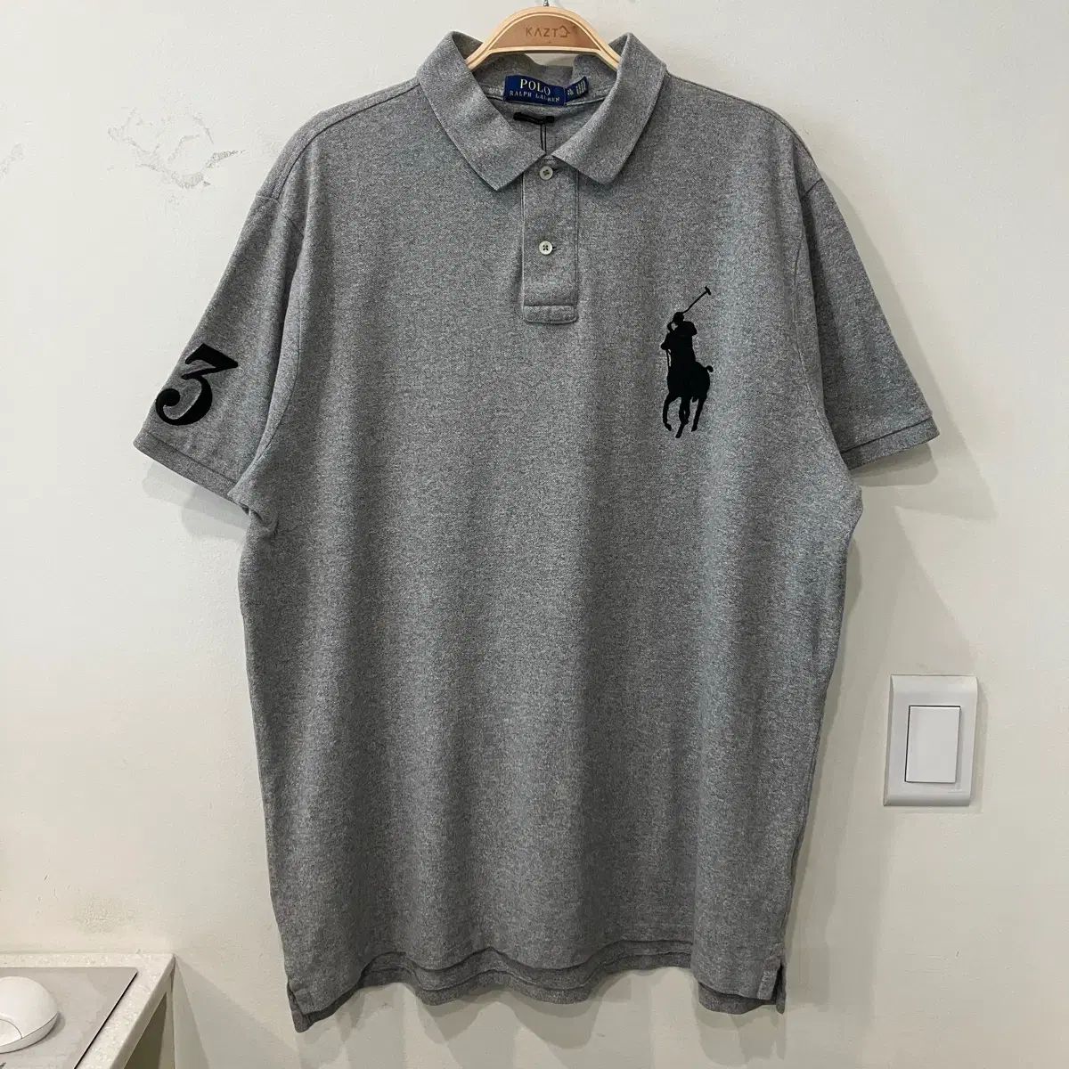 39 ポロ BIGポニー 半袖 カラーTシャツ pk グレー