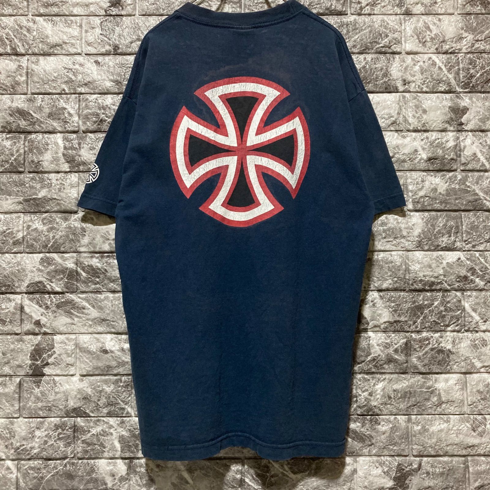 INDEPENDENT Tシャツ L インディペンデント アイアンクロス スケーター NAVY