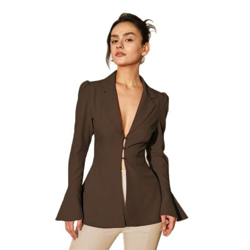 イエスファッション レディース アウター ジャケット・ブルゾン スリムフィット ブレザー Yesfashion Women Slim Fit Blazers Business Casual Y2K B