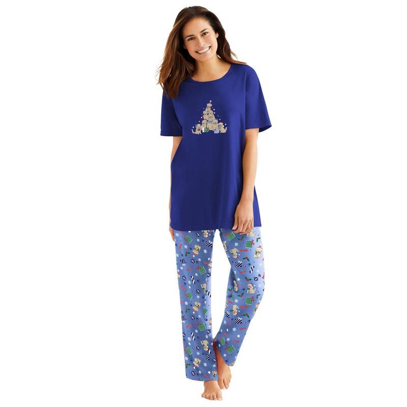 ドリームスアンドコー レディース アンダーウェア ナイトウェア プラスサイズ Tシャツ グラフィック Dreams Co Plusize Graphic Tee PJ Set Evening Blue