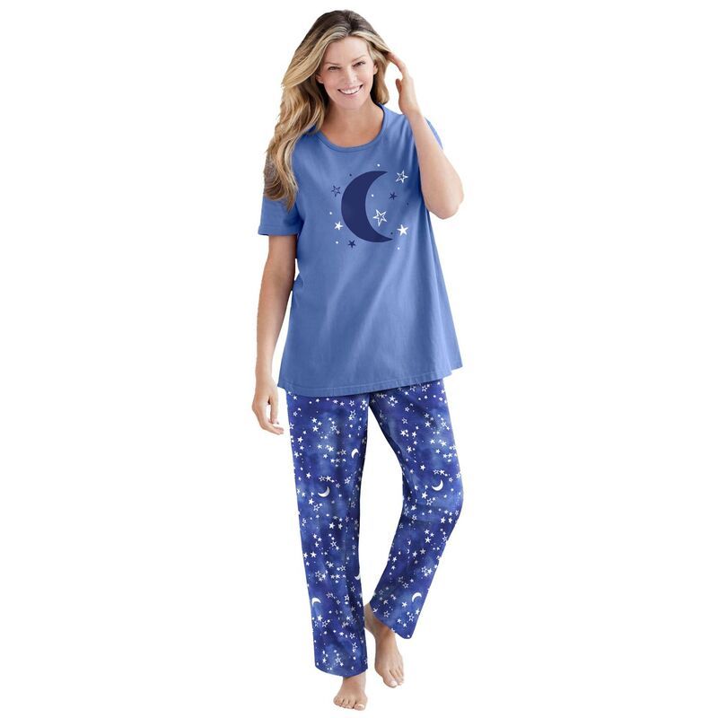 ドリームスアンドコー レディース アンダーウェア ナイトウェア プラスサイズ Tシャツ グラフィック Dreams Co Plusize Graphic Tee PJ Set French Blue