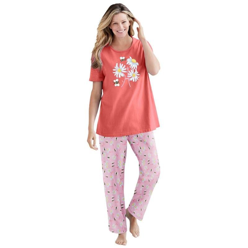 ドリームスアンドコー レディース アンダーウェア ナイトウェア プラスサイズ Tシャツ グラフィック Dreams Co Plusize Graphic Tee PJ Set Sweet Coral