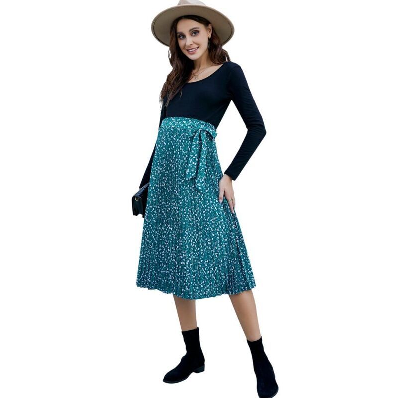 エリートチョイス レディース ボトムスカート ドット柄 ドット プリーツ マキシ Elitechoice Women Polka Dot Pleated Maxi Skirt Elegant Long
