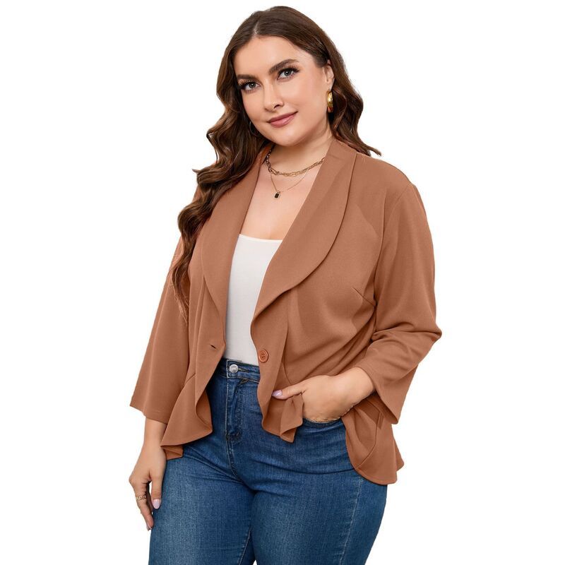 セオリア レディース アウター ジャケット・ブルゾン プラスサイズ カーディガン ブレザー Seoria Womens Plusize Blazer Casual Jacket Suit Long S