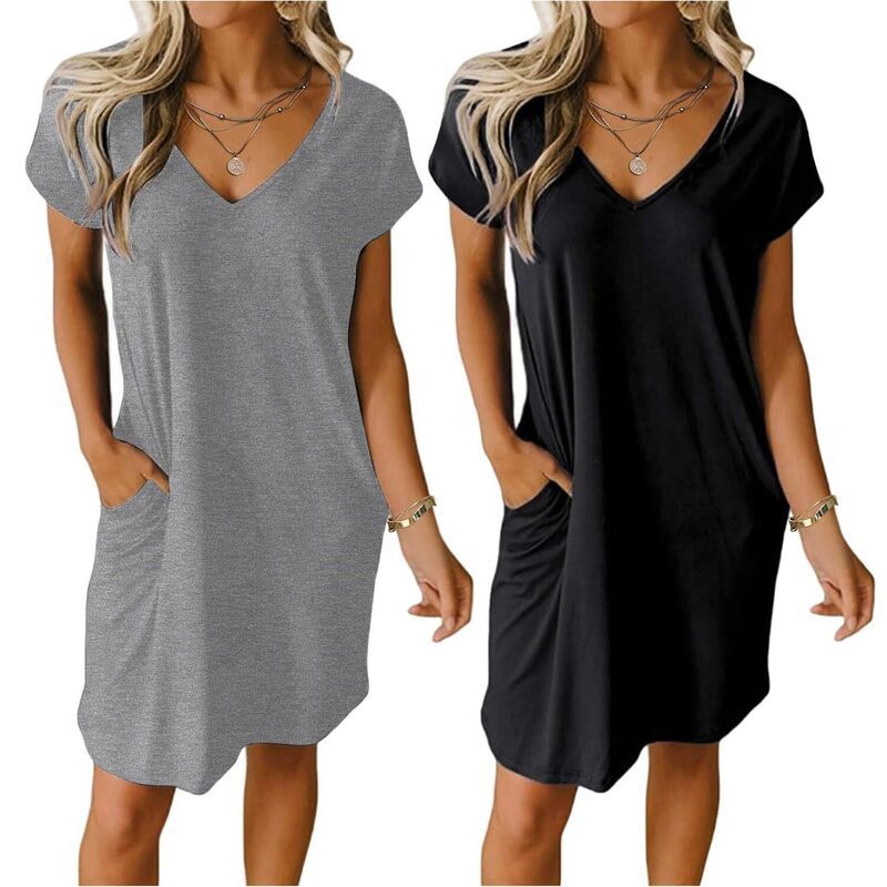 エコアー レディース アンダーウェア ナイトウェア Vネック プリント シャツ Ekouaer Womens 2pack Short Sleeve VNeck Nightgownsolid Print
