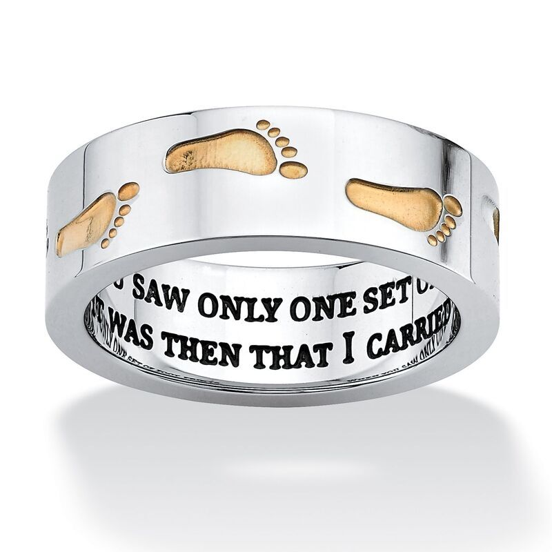 パームビーチジュエリー レディース アクセサリー リング プリント Tシャツ PalmBeach Jewelry Footprints in the Sand TwoTone Ring in Stai