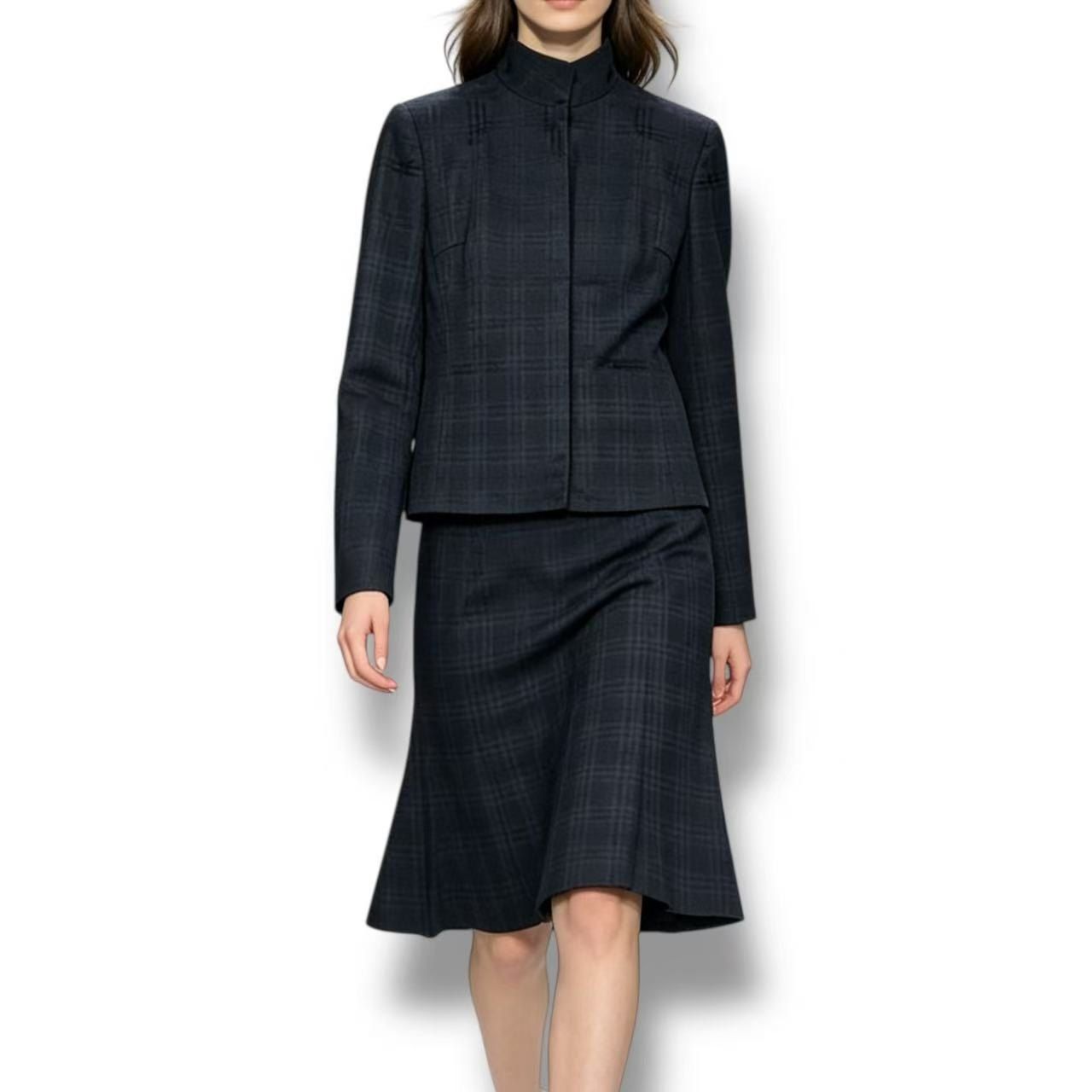 極美品 BURBERRY LONDON バーバリー ロンドン セットアップ ジャケット スカート ノバチェック ブラック サイズ40