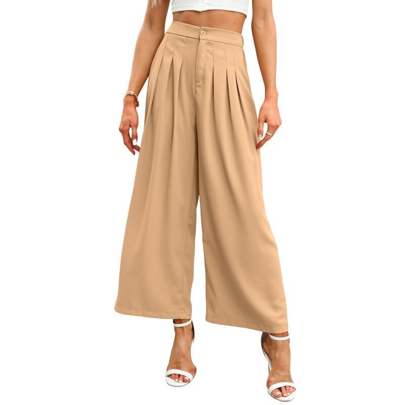 セオリア レディース ボトムス カジュアルパンツ ワイドレッグ Seoria Women High Waisted Wide Leg Palazzo Pants Khaki カーキ