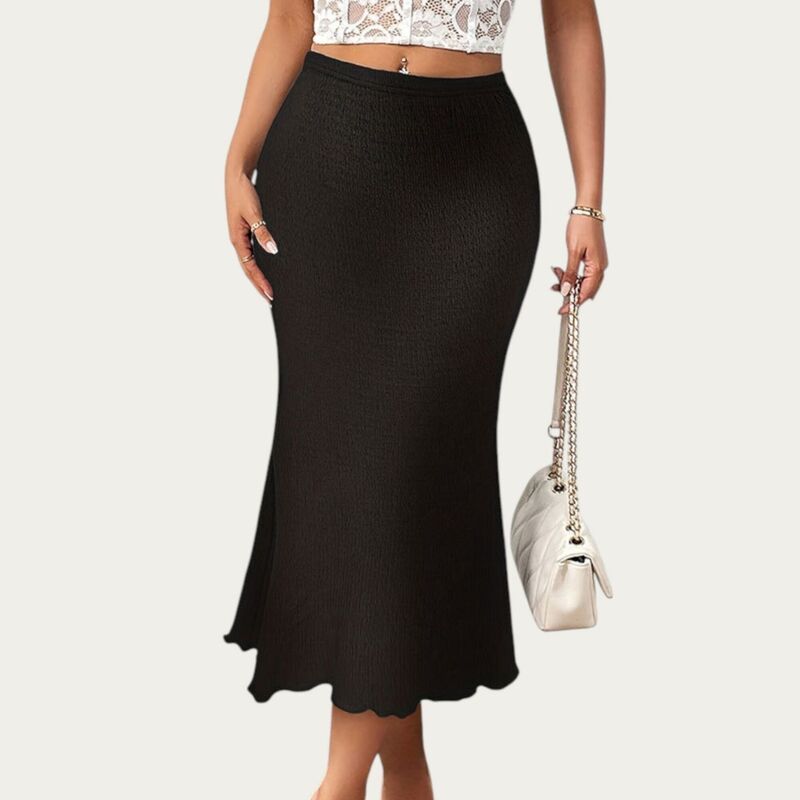 アンナカシ レディース ボトムスカート ハイウエスト ミディ ニット AnnaKaci Women s Textured Knit Midi Skirt with Soft Stretch Fabri