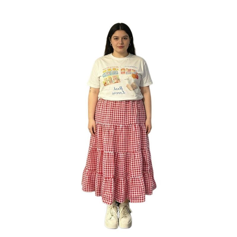 エリートチョイス レディース ボトムスカート フリル裾 ティアード プラスサイズ フリル パッチワーク ミディ Elitechoice Womens Plusize Midi Long Skirt P