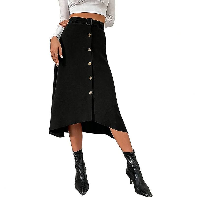 エリートスピリット レディース ボトムスカート A ライン ミディ EliteSpirit Womens Midi Skirt A Line High Rise Waist Decorative Bu