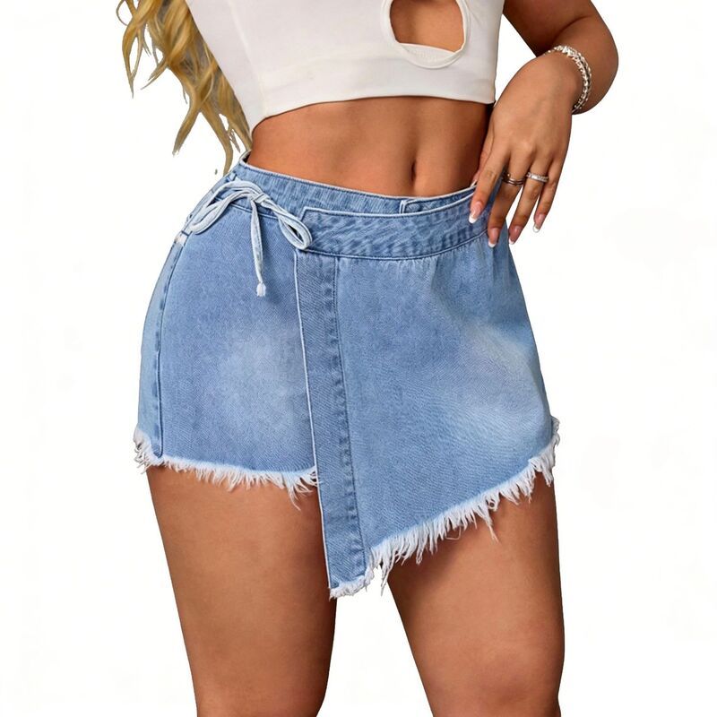 クリアフラワー レディース ボトムス ハーフパンツ・ショーツ アシンメトリー ショートパンツ デニム ClearFlower Womens Irregular Hem Denim Skort Asym