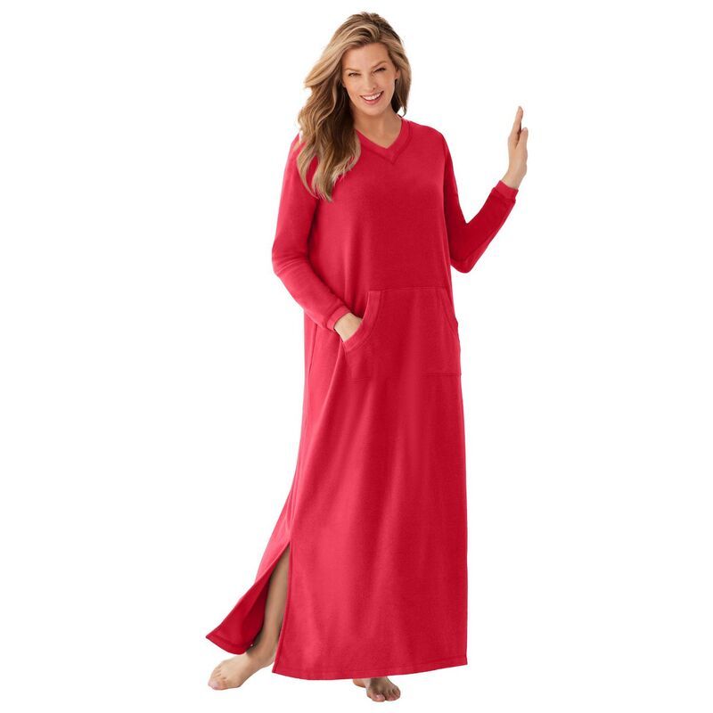 ドリームスアンドコー レディース アンダーウェア ナイトウェア プラスサイズ Dreams Co Plusize Long Sherpa Lounger Classic Red レッド