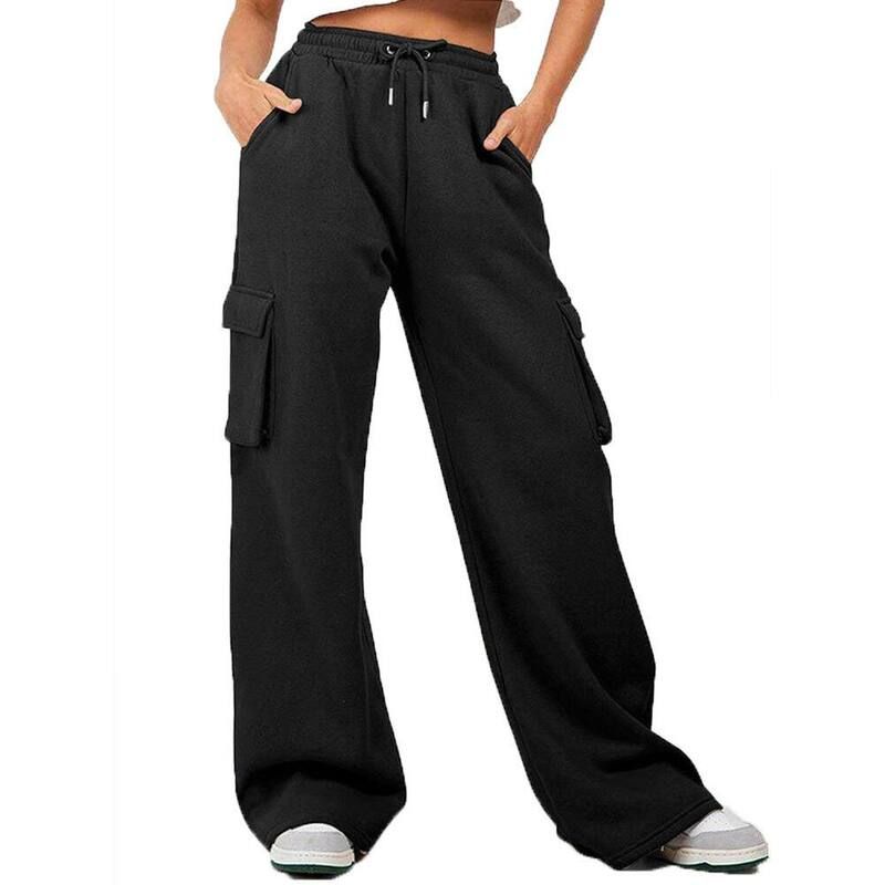ファンジュライ レディース ボトムス カジュアルパンツ ワイドレッグ スウェットパンツ FUNJULY Womens Cargo Sweatpants Wide Leg High Waistedraw