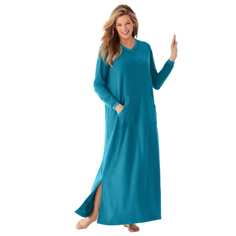ドリームスアンドコー レディース アンダーウェア ナイトウェア プラスサイズ Dreams Co Plusize Long Sherpa Lounger Deep Teal ティール