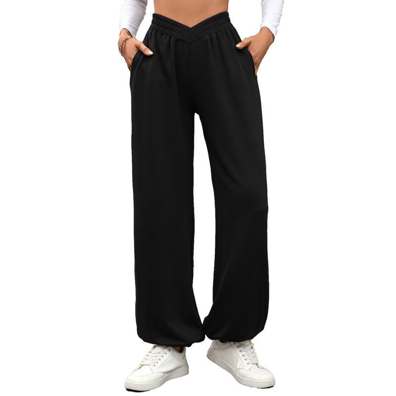 クリアフラワー レディース ボトムス カジュアルパンツ ClearFlower Womens V Waist Elastic Waistband Pocket Loose Fit Casual Pan
