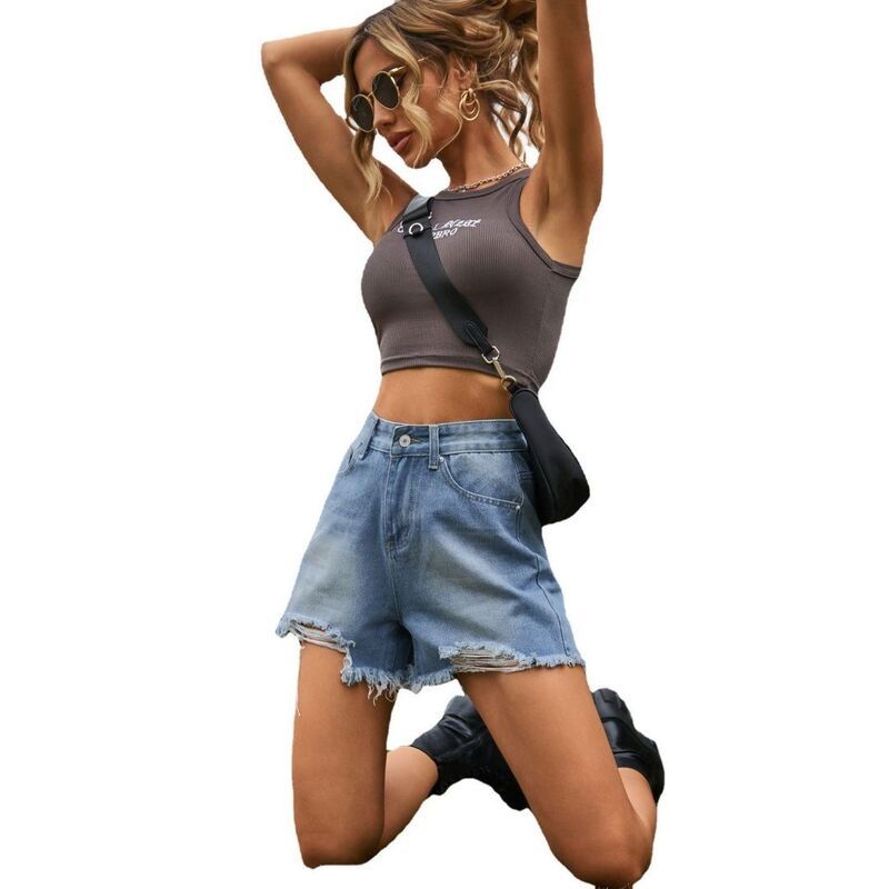 エリートチョイス レディース ボトムス ハーフパンツ・ショーツ ショートパンツ Elitechoice Womens High Rise Jean Shorts Wide Frayed Hem Cas