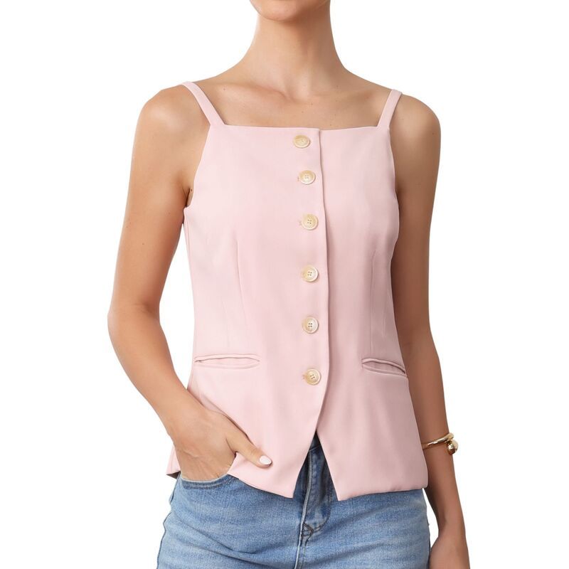 インスパイア シック レディース アウター ジャケット・ブルゾン ボタンダウン ベスト ノースリーブ ダウン ブレザー INSPIRE CHIC Summer Suit Vest for Women
