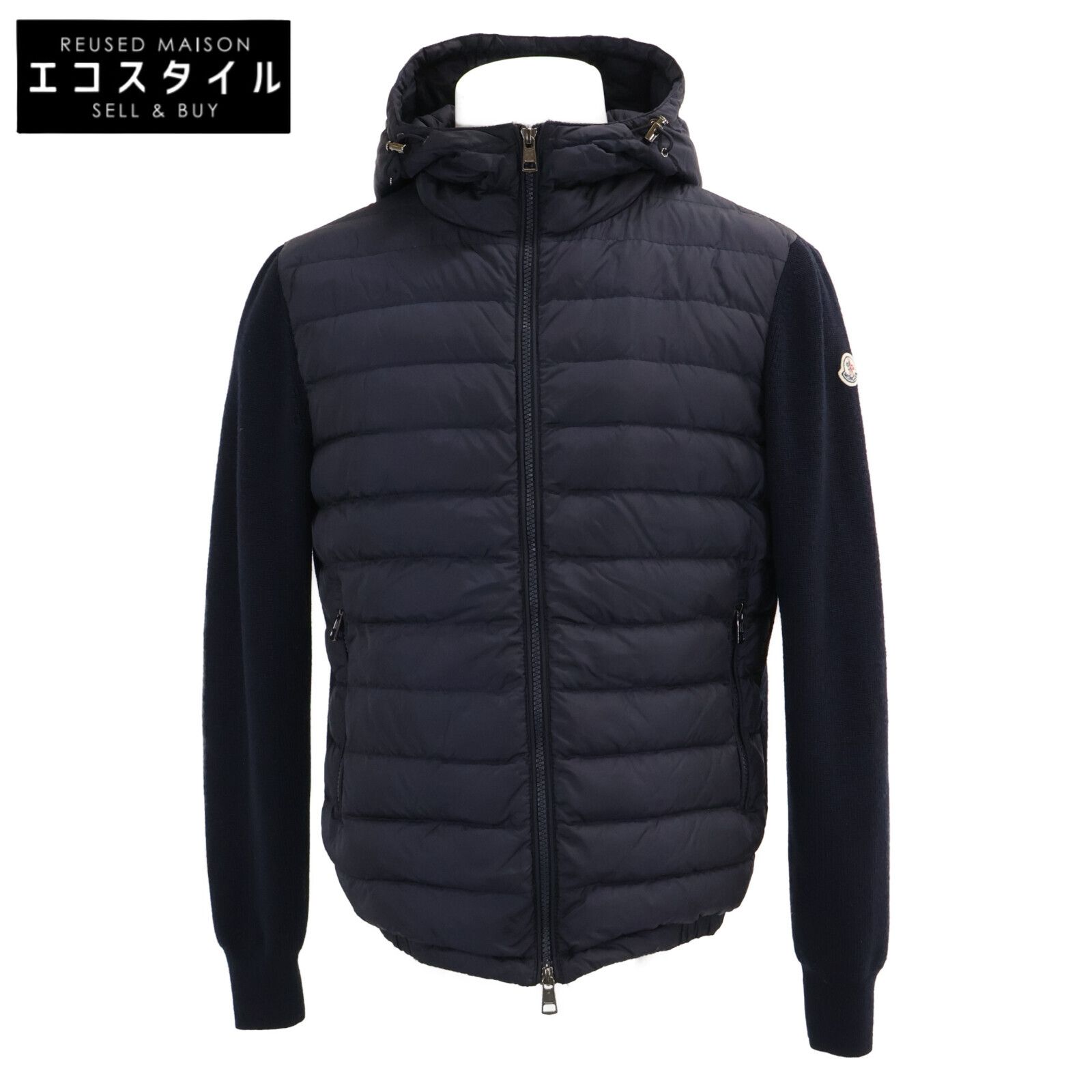 MONCLER　モンクレール　B20919413000 MAGLIONE TRICOT CARDIGAN ニット/ナイロン切替 フーディダウンジャケット　M