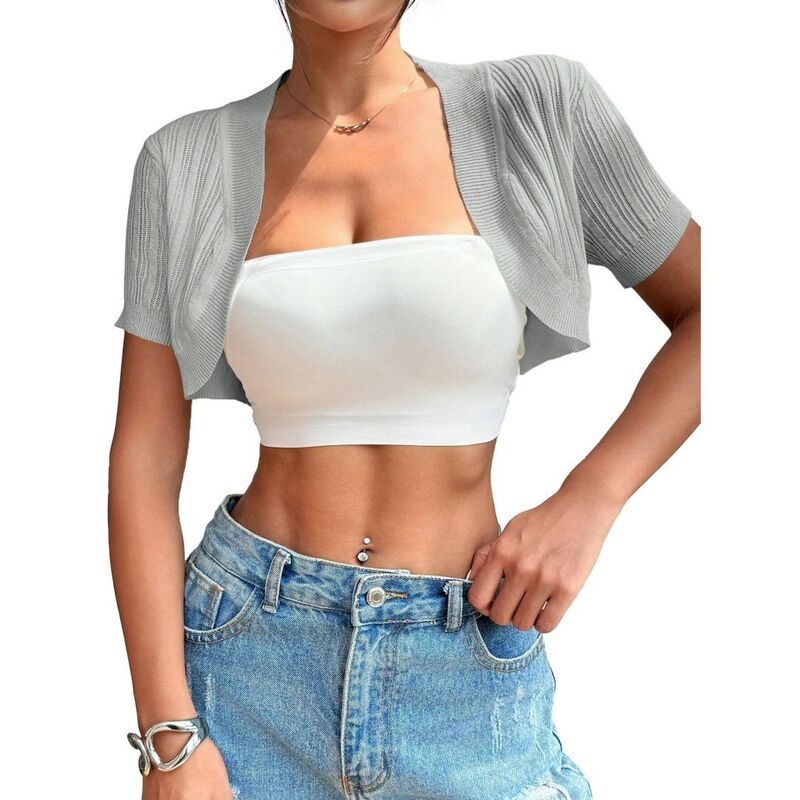 ボディサイズ レディース アウター ニット・セーター スリムフィット カーディガン クロップド BODDYSIZE Womens Cardigan Sweatershort Sleeve Knit S