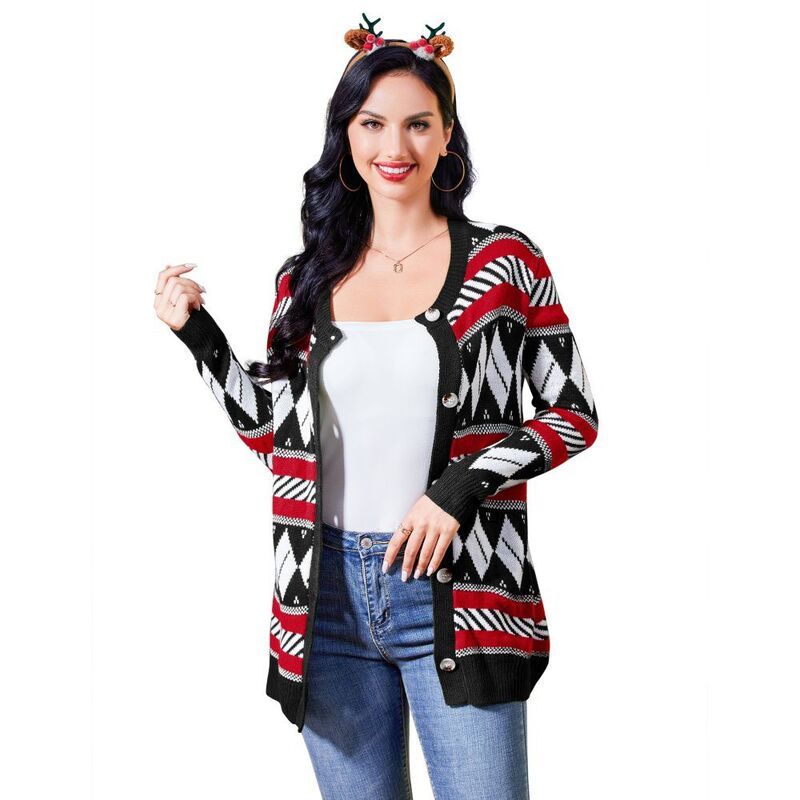 イエスファッション レディース アウター ニット・セーター カーディガン Yesfashion Christmasweaters Cardigans for Women Oversize Ugly S