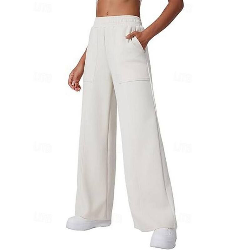 イエスファッション レディース ボトムス カジュアルパンツ ワイドレッグ Yesfashion Womens Wide Leg Elastic High Waisted Sweat Pants wit
