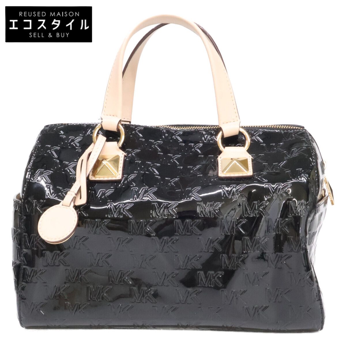 MICHAEL KORS　マイケルコース　【美品】グレイソン エンボスロゴ パテント サッチェル ミディアム 2WAYショルダー