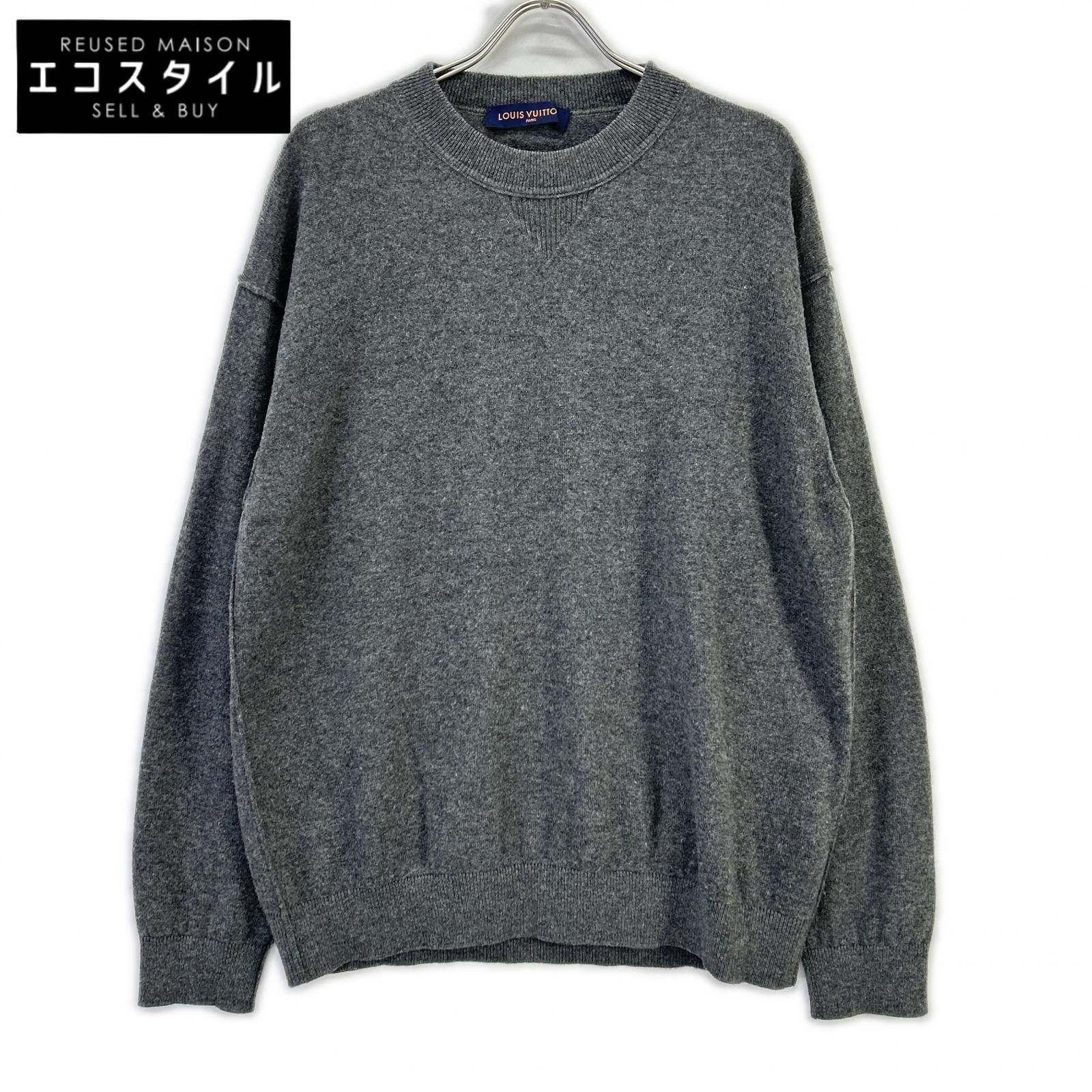 LOUIS VUITTON　ルイヴィトン　RM201Q JZE HHN42W 20SS グレー カシミヤシルク インサイドアウトVガゼットクルーネックニット　XL