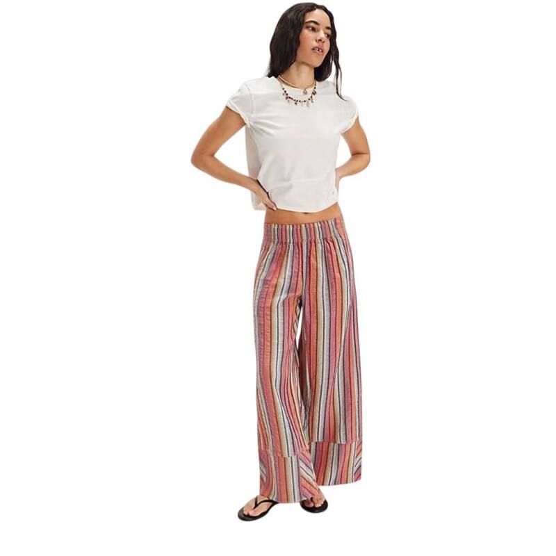 イエスファッション レディース ボトムス カジュアルパンツ ワイドレッグ フラワー柄 フラワー Yesfashion Womens Elastic Waist Floralightweight Pal