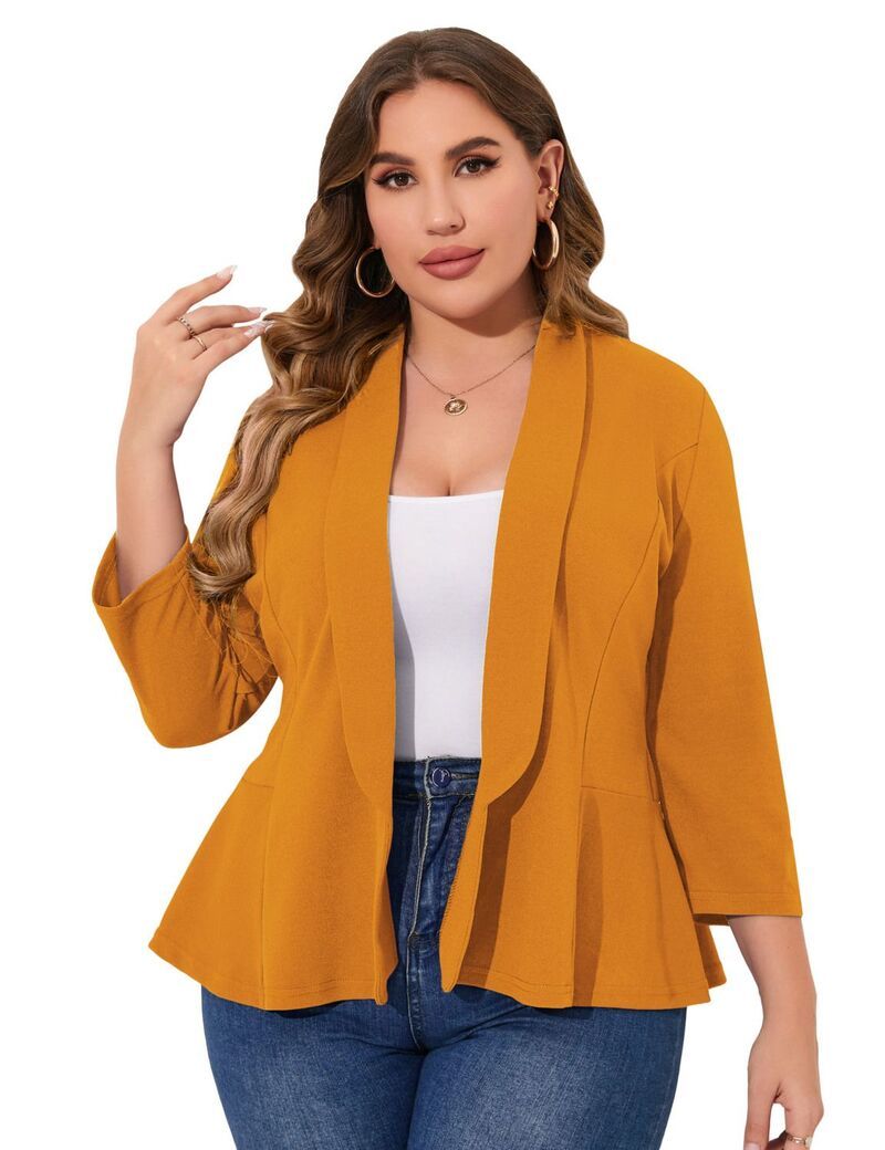ファンジュライ レディース アウター ジャケット・ブルゾン プラスサイズ カーディガン ブレザー FUNJULY Womens Plusize Long Sleeve Open Front Casua