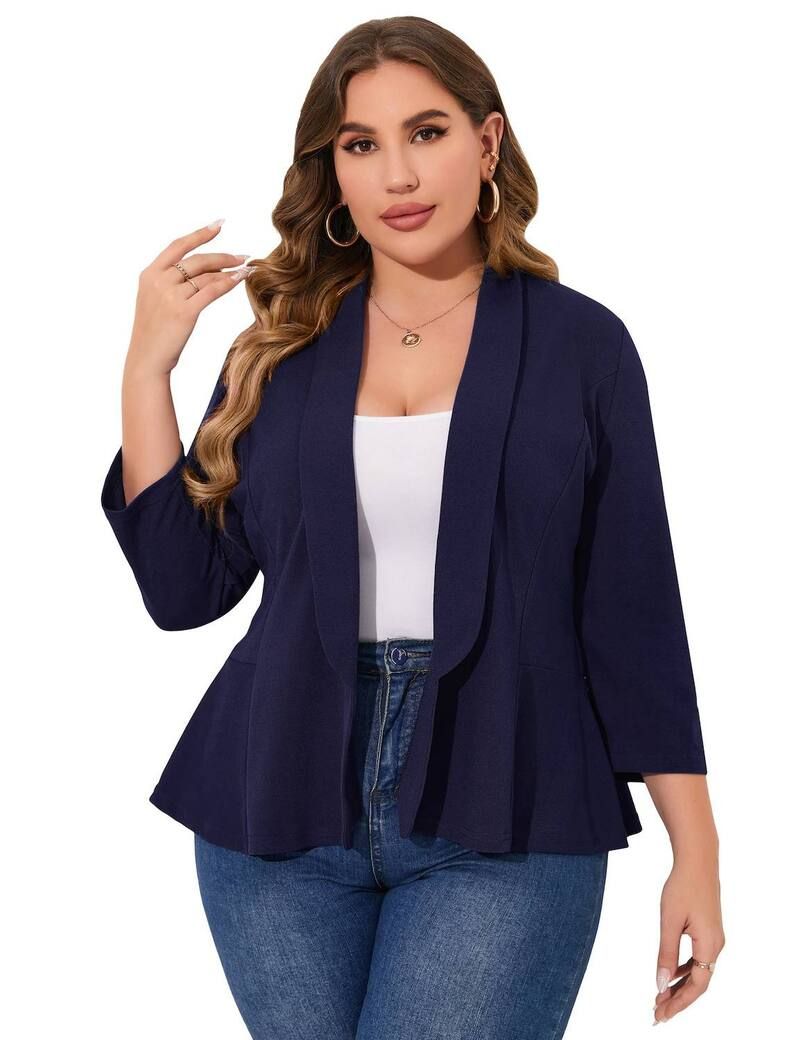 エリートチョイス レディース アウター ジャケット・ブルゾン プラスサイズ カーディガン ブレザー Elitechoice Womens Plusize Blazer Open Front Long
