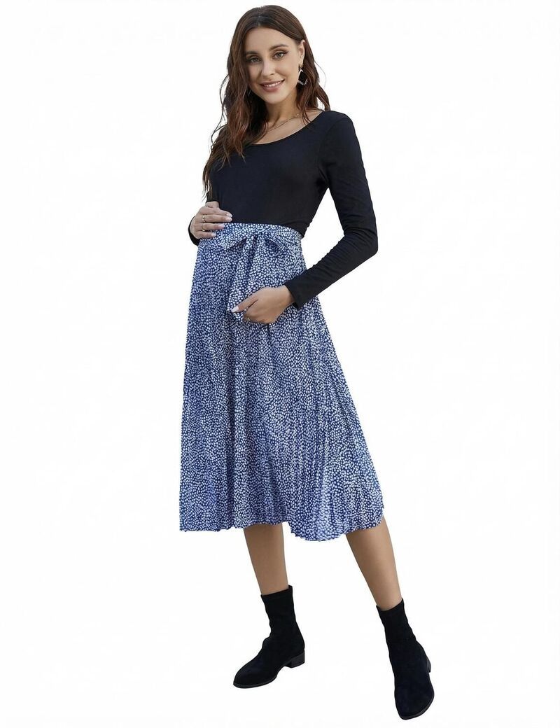 エリートチョイス レディース ボトムスカート ハイウエスト プリーツ マタニティ Elitechoice Womens Maternity High Waist Adjustable Belt Ple