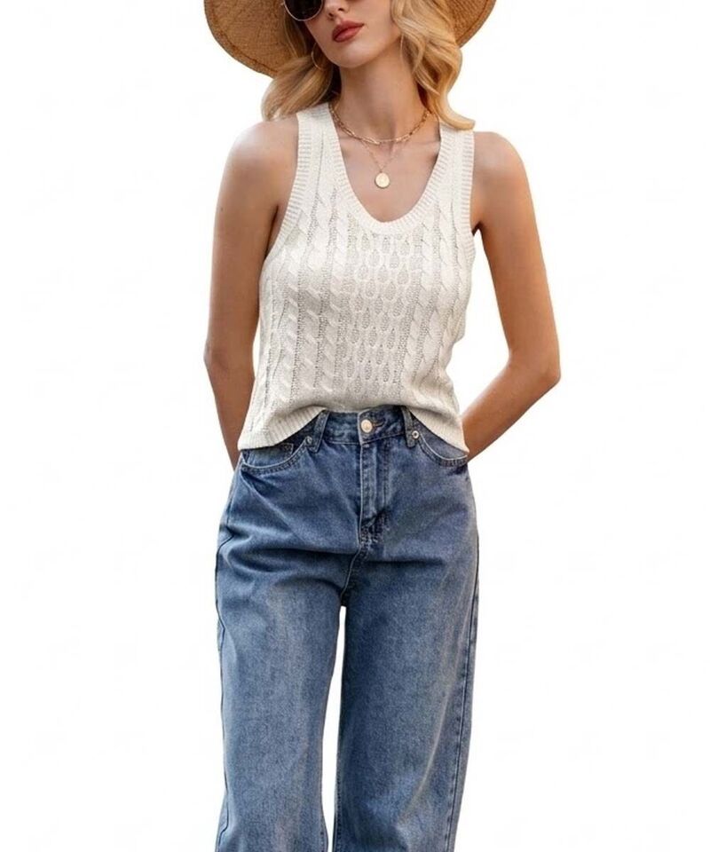 クリアラブ レディース アウター ニット・セーター Vネック Clearlove Womens Fashion Casual Knit VNeck Camisole Top White ホワイト