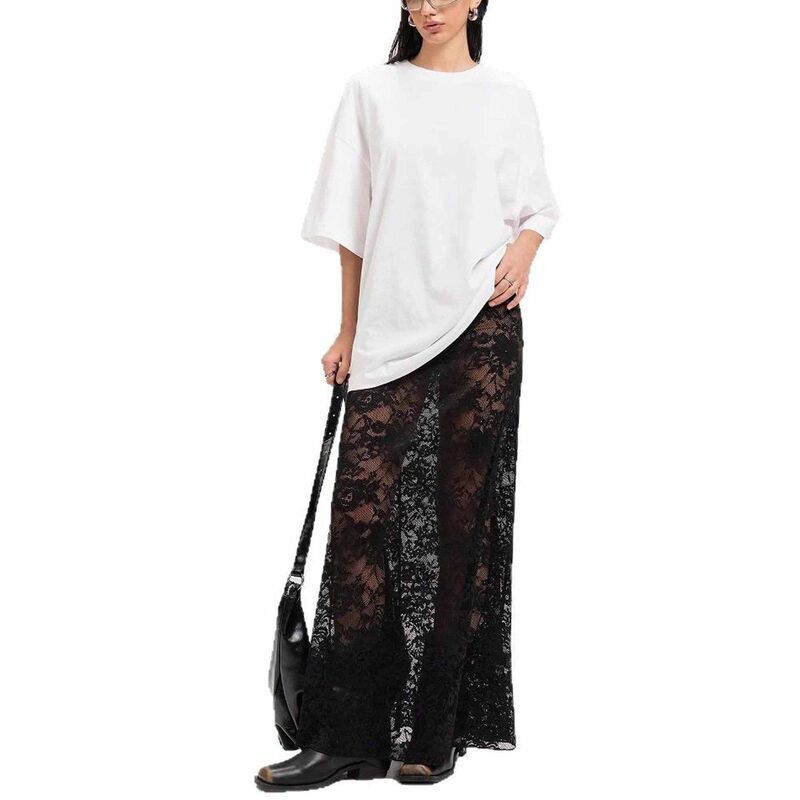 エリートスピリット レディース ボトムスカート ミディ シアー レース ハイウエスト EliteSpirit Womens Elegant HighWaisted Lace Midi Skirt Sl