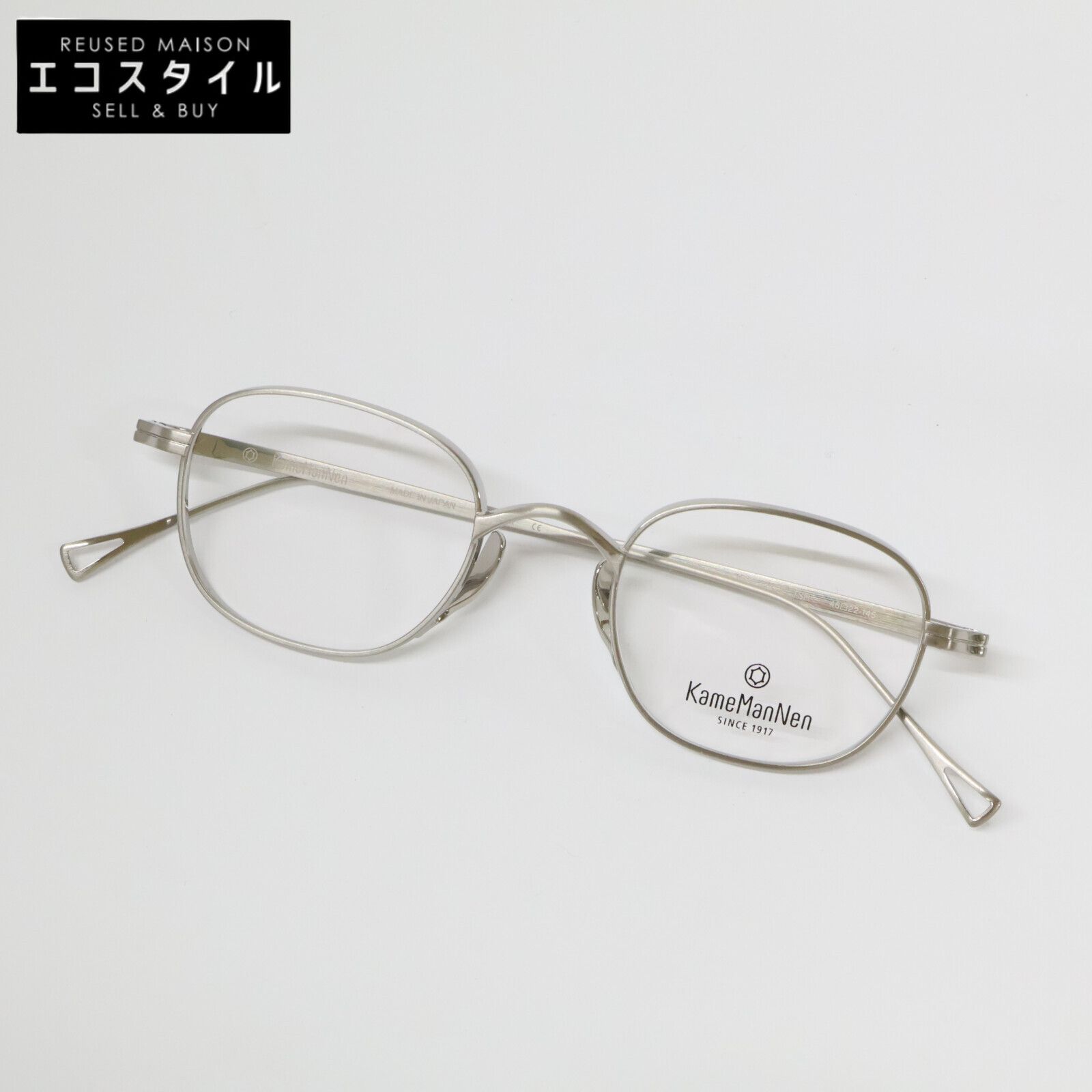 KameManNen　カメマンネン　【美品】KMN114 TSH TITANIUM デモレンズ ワイドスクエアシェイプ アイウェア　46□22-145