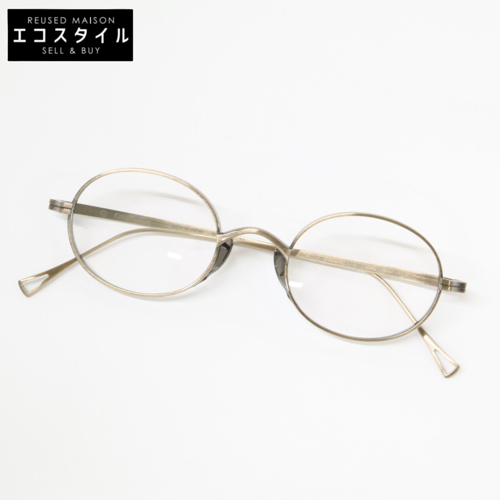KameManNen　カメマンネン　【美品】KMN9918 AG TITANIUM オーバルシェイプ アイウェア　48□22-145