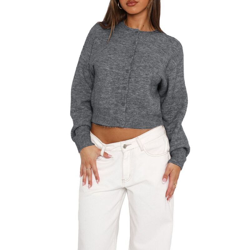 コジョイン レディース アウター ニット・セーター カーディガン Kojooin Women Button up Sweaters Lightweight Cardigan Top Dark Grey
