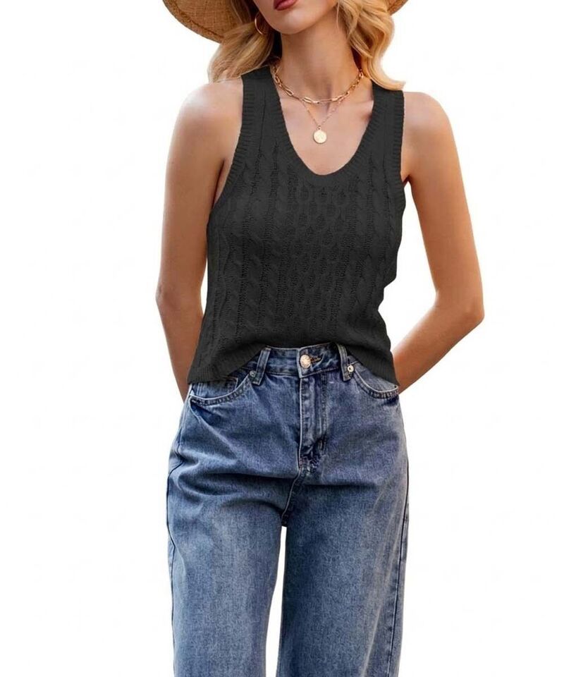 クリアラブ レディース アウター ニット・セーター Vネック Clearlove Womens Fashion Casual Knit VNeck Camisole Top Black ブラック
