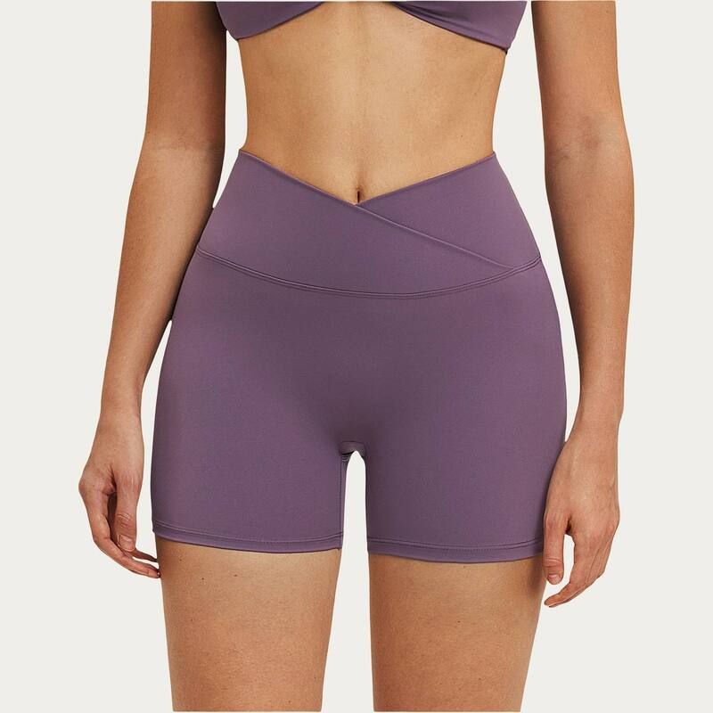 アンナカシ レディース ボトムス ハーフパンツ・ショーツ ハイウエスト ショートパンツ AnnaKaci Womens High Waist Crossover Workout Biker Short
