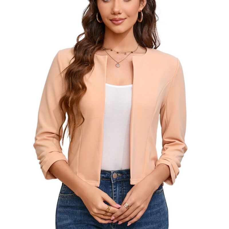 イエスファッション レディース アウター ジャケット・ブルゾン クルーネック カーディガン クロップド Yesfashion Womens Lightweight Cropped Cardigan L