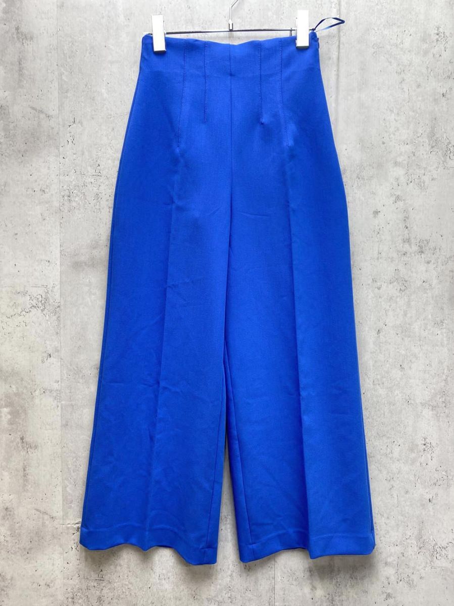 新品 ZARA ザラ センタープレス ワイド パンツ きれいめ カジュアル オフィス sizeXS/ブルー ■◆◎レディース