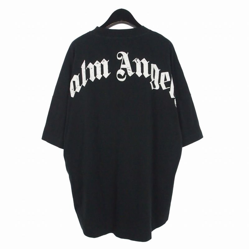 パームエンジェルス PALM ANGELS 25SS CURVED LOGO T-SHIRT カーブドロゴ クルーネック Tシャツ カットソー 半袖 M ブラック 黒 PMAA002S25JER001 国内正規