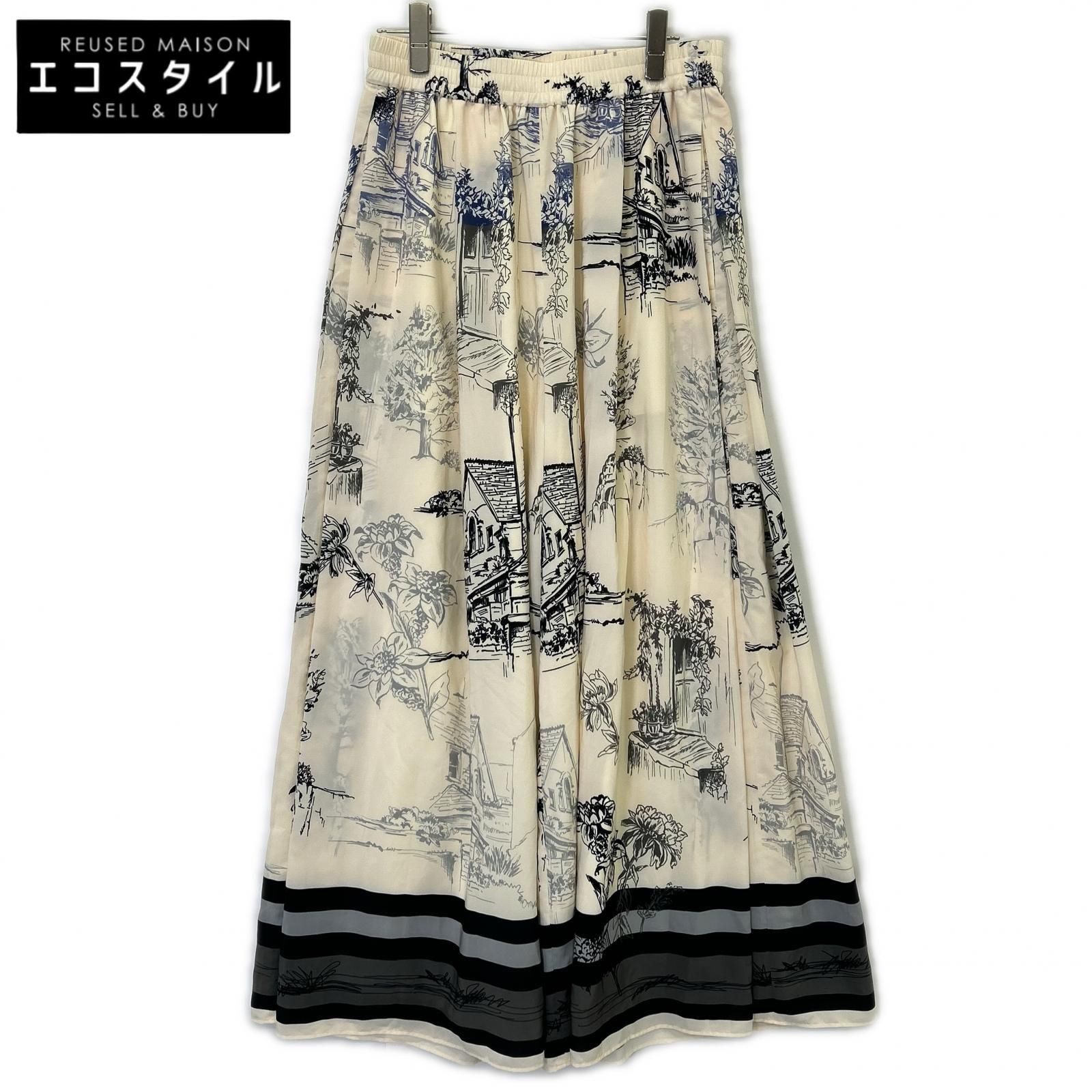 ADORE　アドーア　531-6130102 26SS アイボリー サウダージプリントパンツ　38