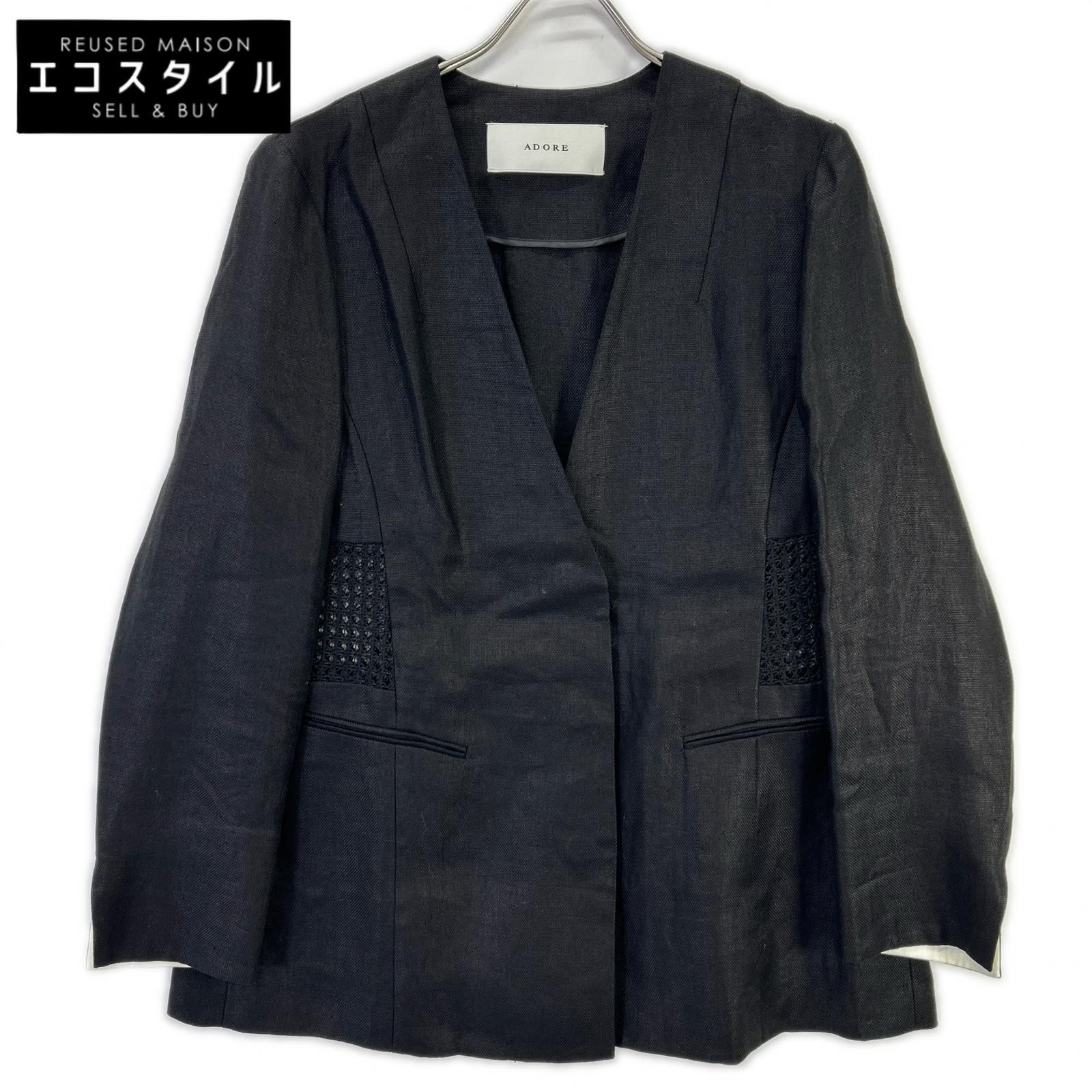 ADORE　アドーア　531-5150202 24年製 ブラック リネン100 メッシュウェストJK ジャケット　38