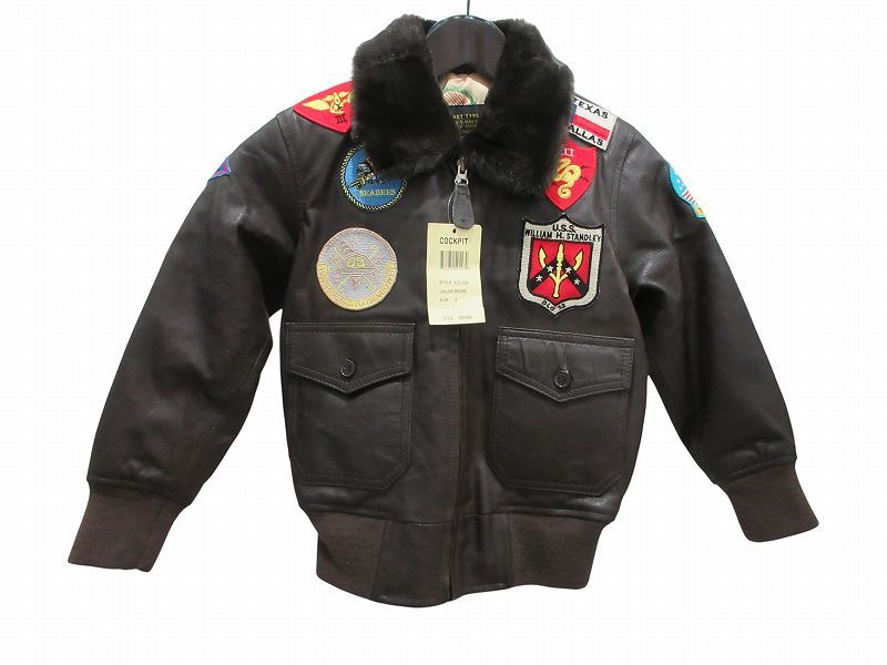 コックピット COCKPIT USA フライトジャケット 上着 キッズ 男の子 レザー ブラウン 4