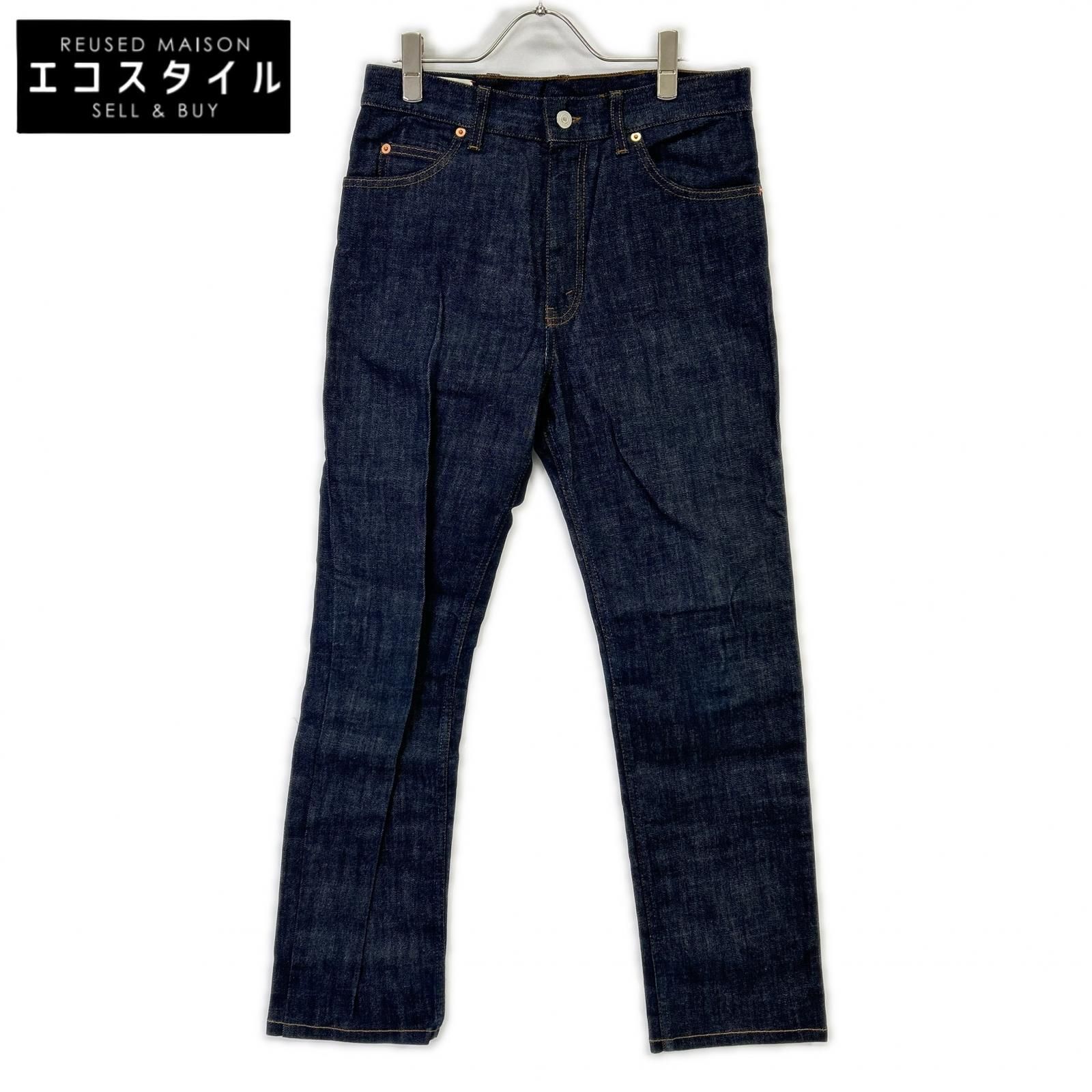 GUCCI　グッチ　623953 インディゴ レザーパッチ ストレートデニムパンツ　30