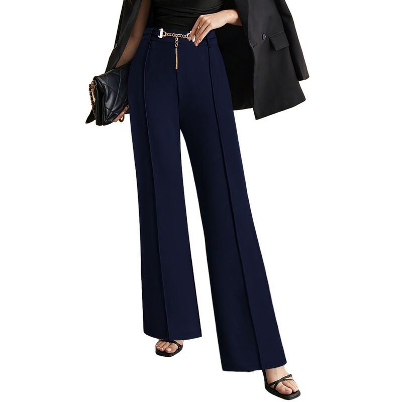 セオリア レディース ボトムス カジュアルパンツ ストレート ハイウエスト Seoria Women High Waistraight Leg Trousersolid Color Elegant P