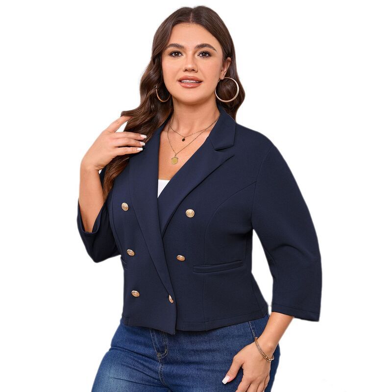コジョイン レディース アウター ジャケット・ブルゾン プラスサイズ ブレザー Kojooin Plusize Blazer for Women Business 34 Sleeve Button F