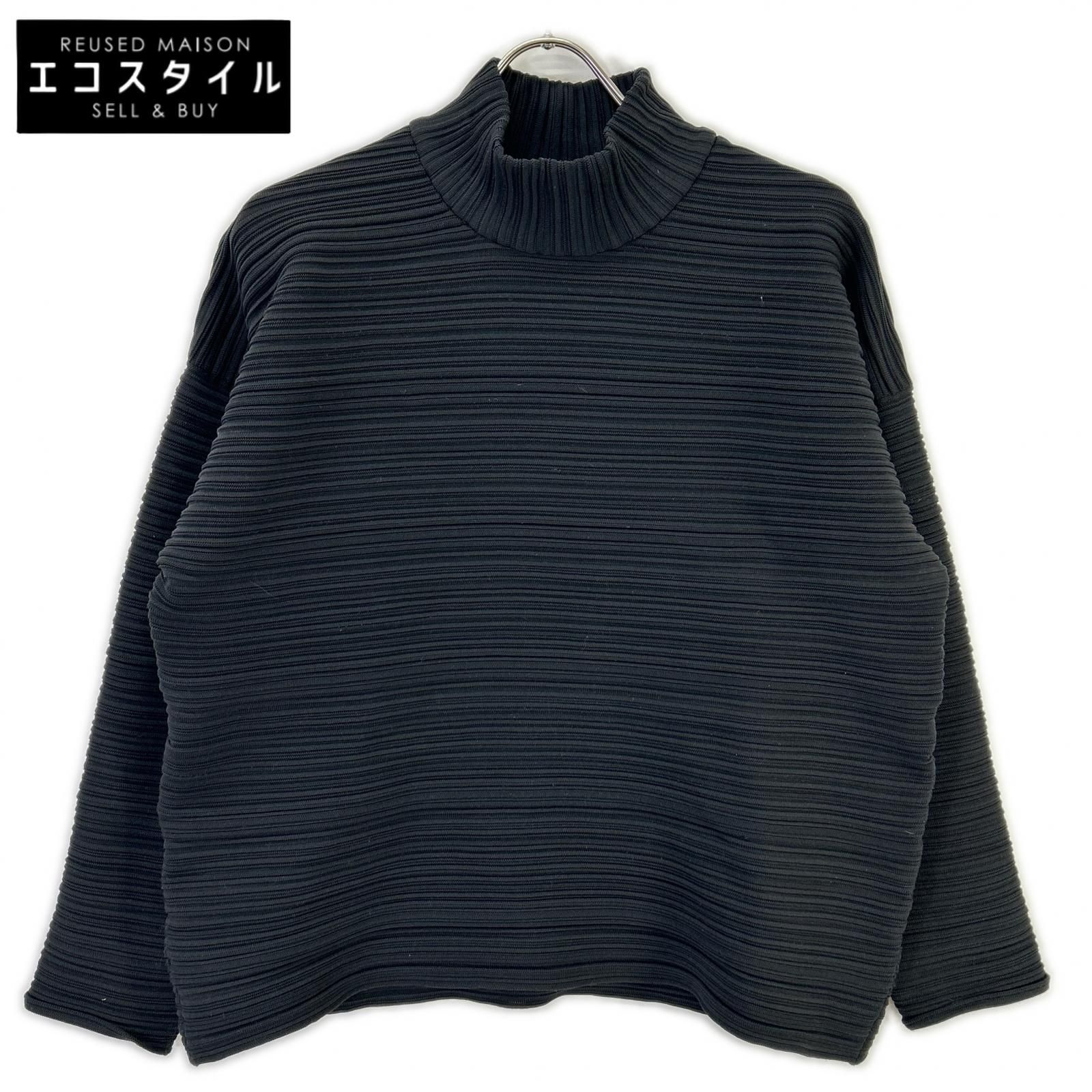 PLEATS PLEASE　プリーツプリーズ　25AW PP53KK862 ブラック ポリエステル ロングスリーブ モックネックプリーツプルオーバー　表記なし